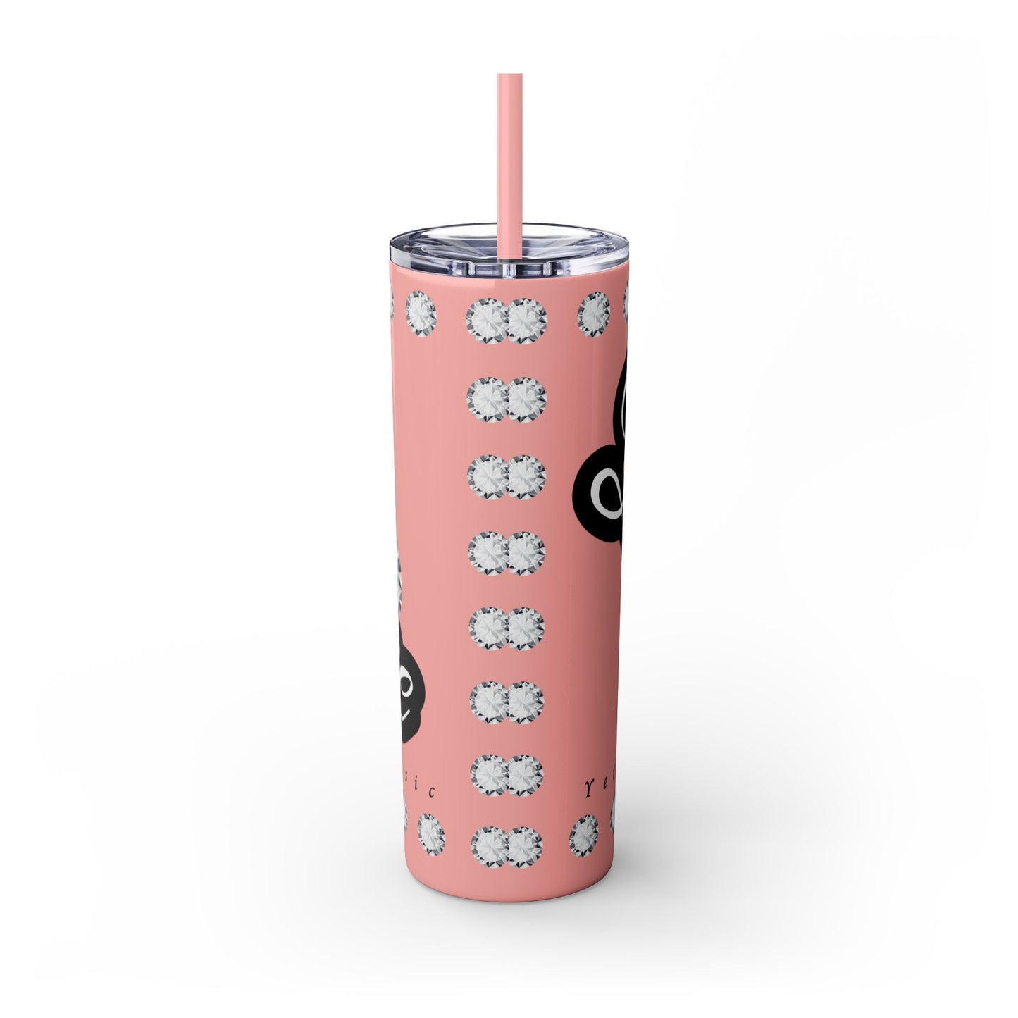 Boujee Yet Humble & Basic in DIAMONDS - Skinny Tumbler with Straw, 20oz