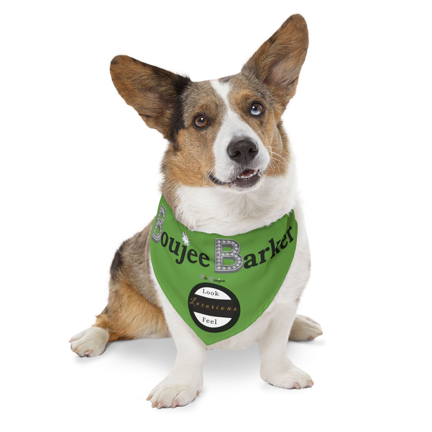 Boujee Barker Bandana GREEN - Pet Collar EXTRA LARGE