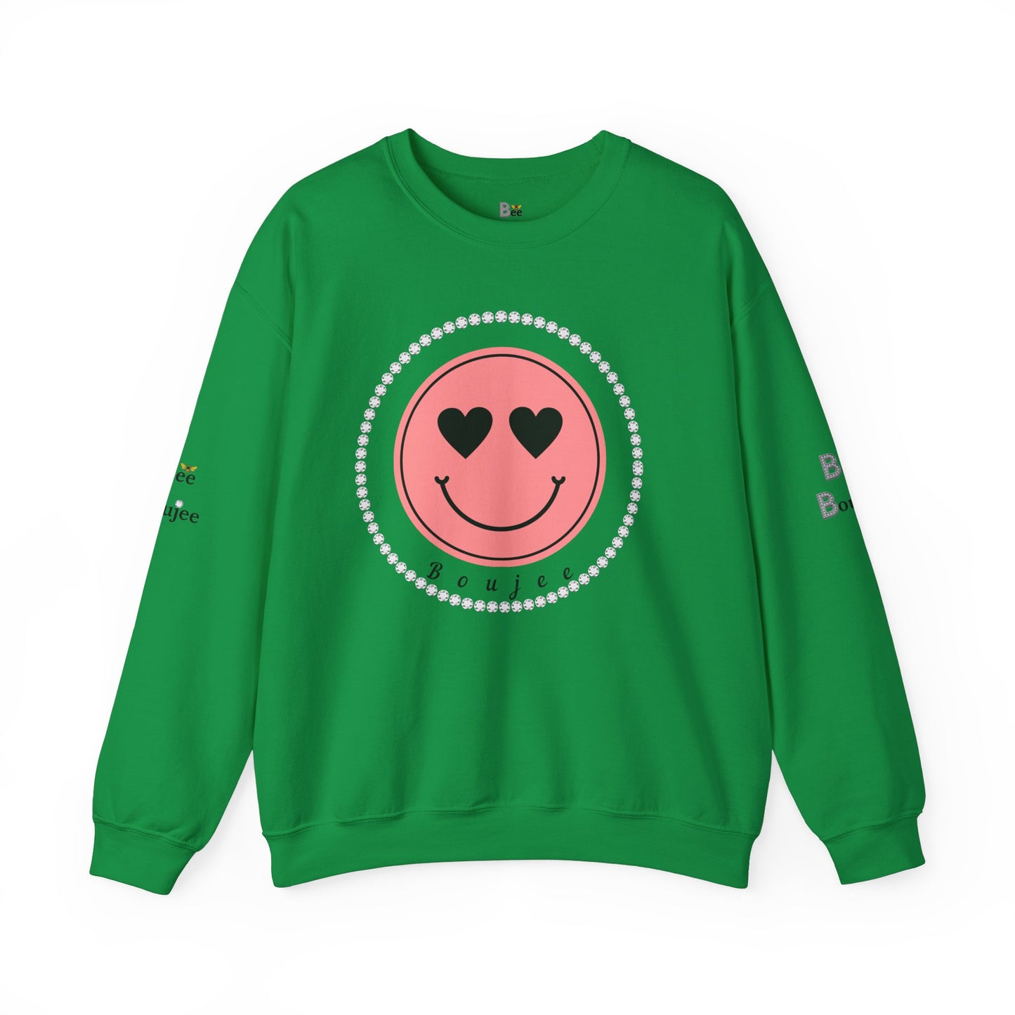 Boujee Smiley Face Pink Heart Eyes - Heavy Blend™ Light Colors Crewneck Sweatshirt