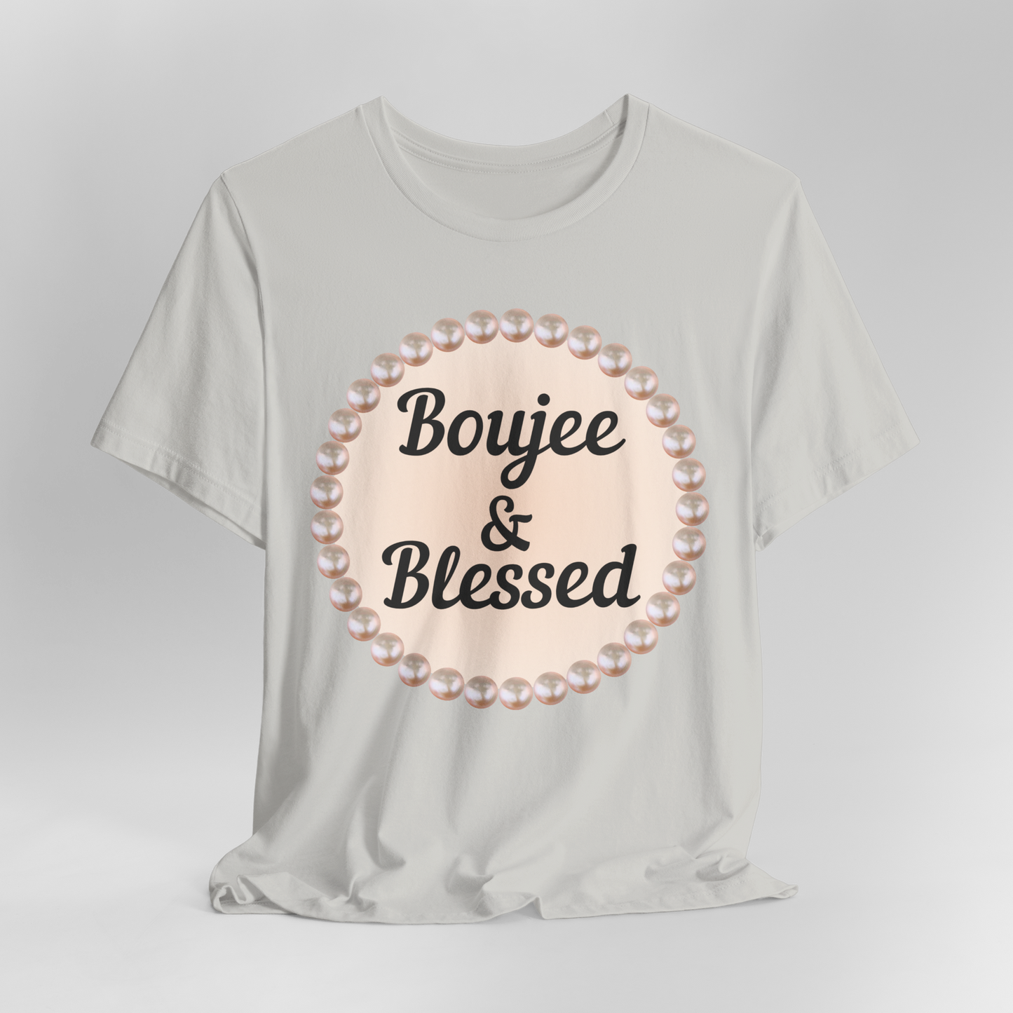CUSTOMIZABLE Boujee & Blessed Pearl Emblem Jersey Tee