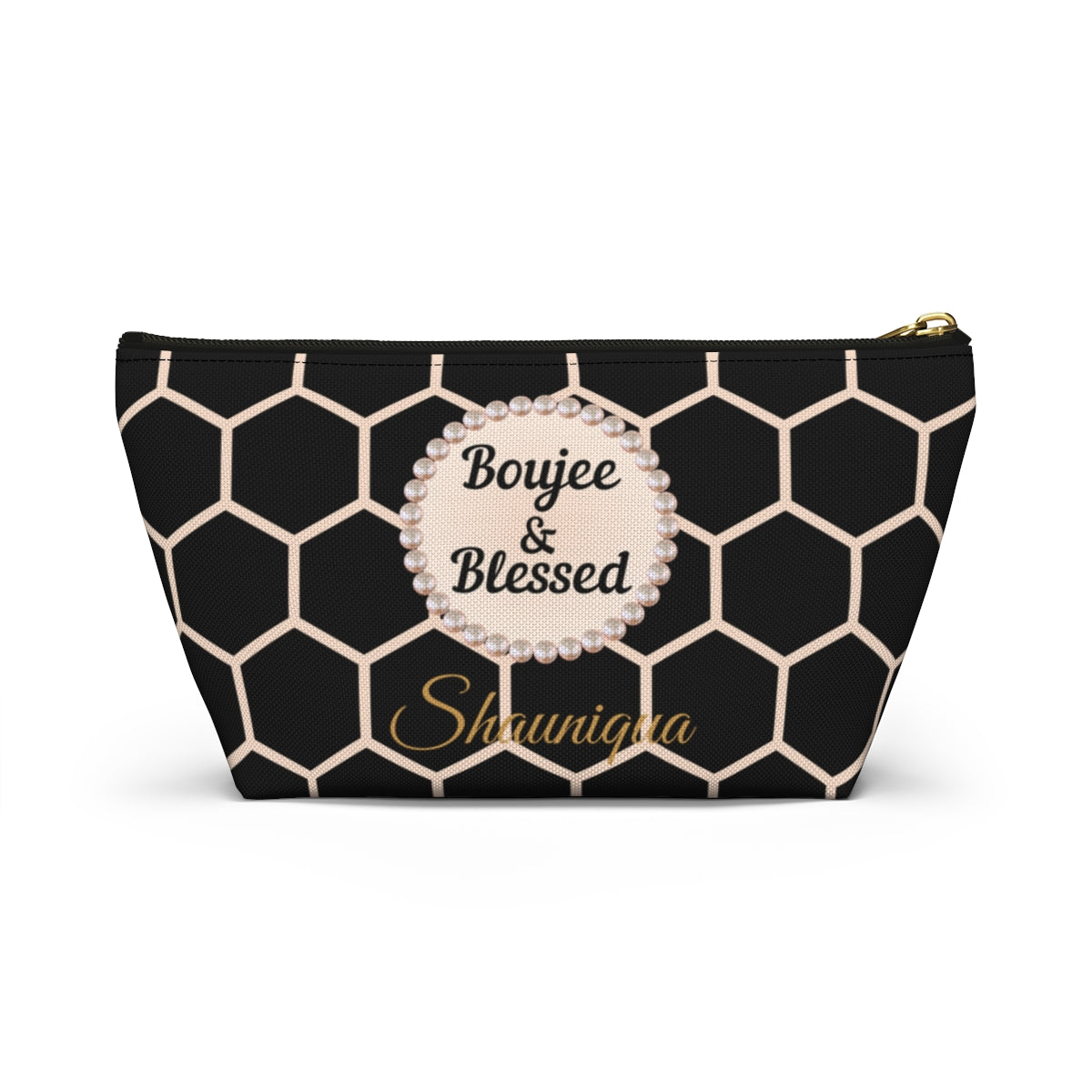 Personalized Boujee & Blessed T-Bottom Accessory Pouch - 2 Sizes and 3 Designs