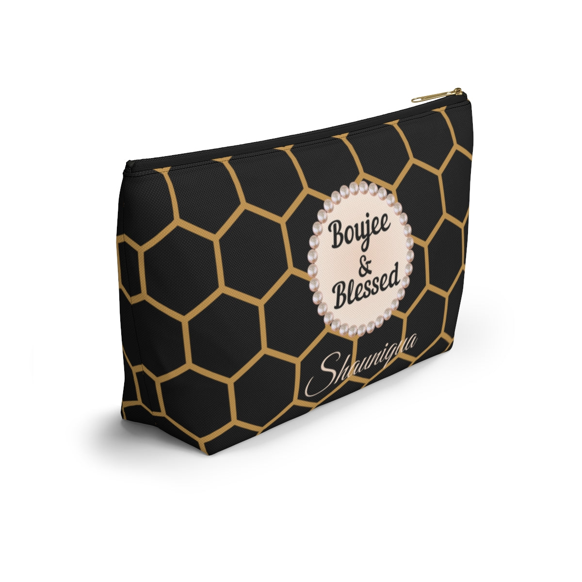 Personalized Boujee & Blessed T-Bottom Accessory Pouch - 2 Sizes and 3 Designs