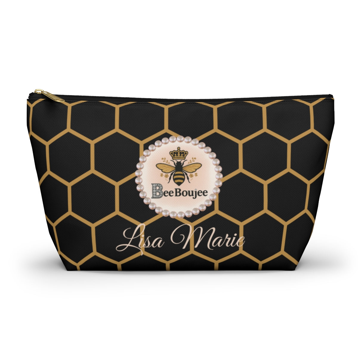 Personalized Bee Boujee T-Bottom Accessory Pouch - 2 Sizes and 3 Designs