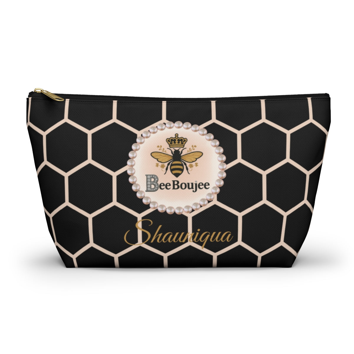Personalized Bee Boujee T-Bottom Accessory Pouch - 2 Sizes and 3 Designs