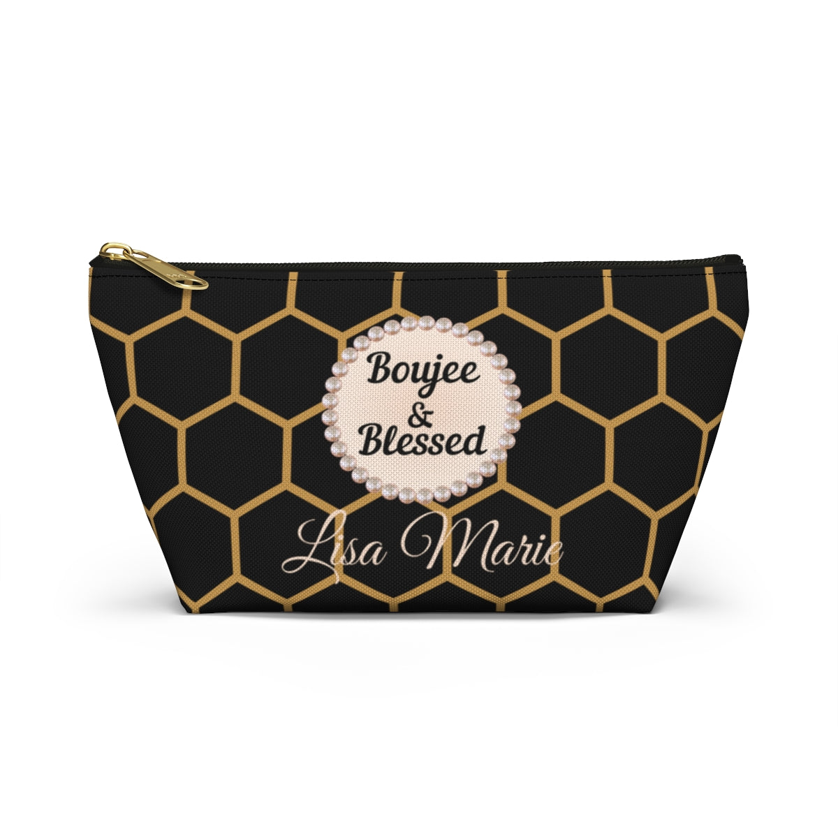Personalized Boujee & Blessed T-Bottom Accessory Pouch - 2 Sizes and 3 Designs