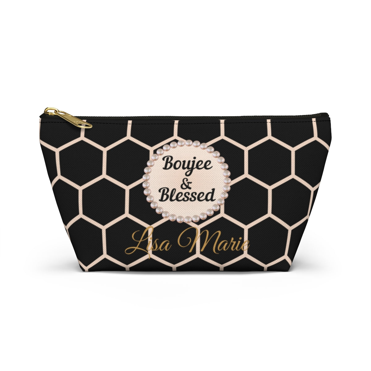 Personalized Boujee & Blessed T-Bottom Accessory Pouch - 2 Sizes and 3 Designs