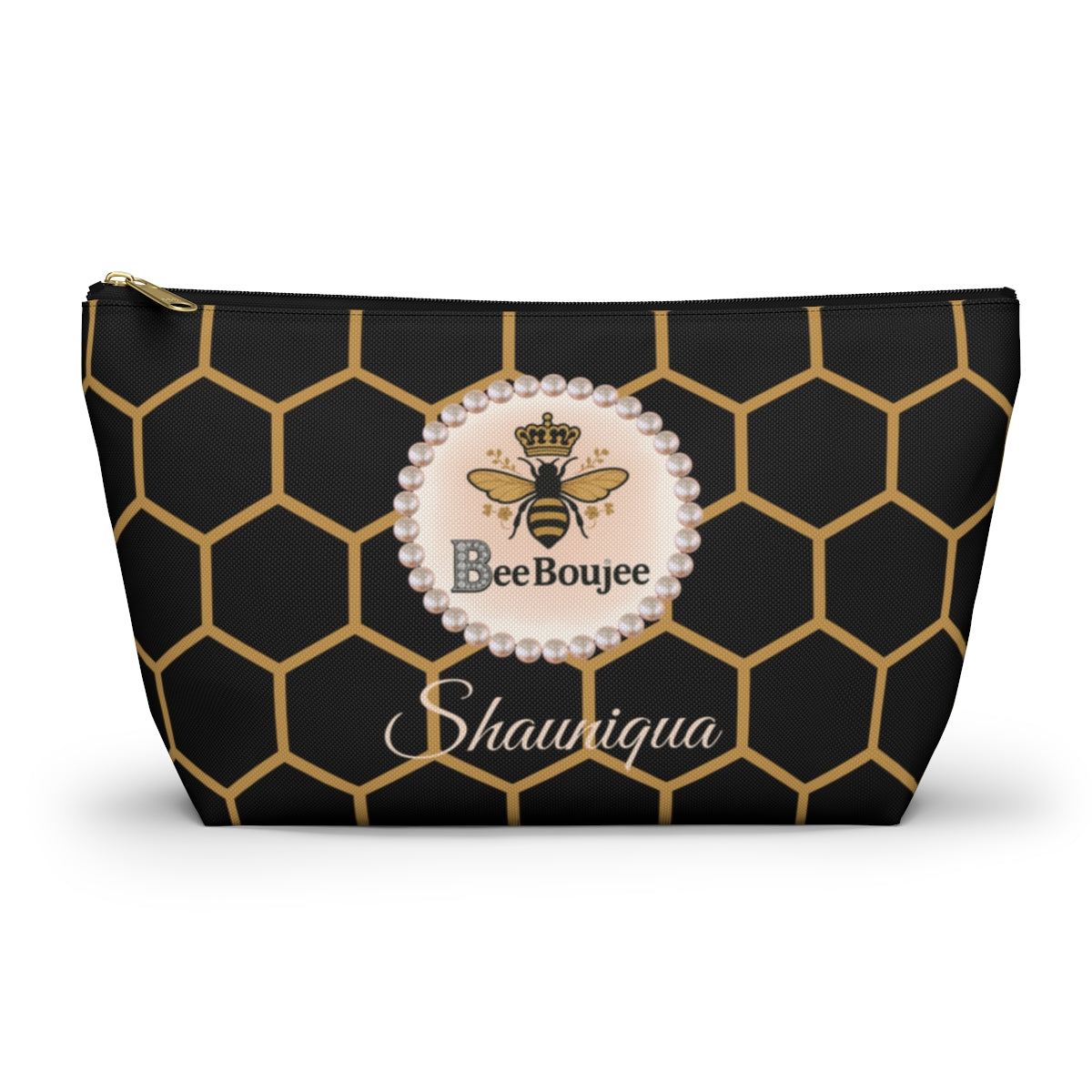 Personalized Bee Boujee T-Bottom Accessory Pouch - 2 Sizes and 3 Designs