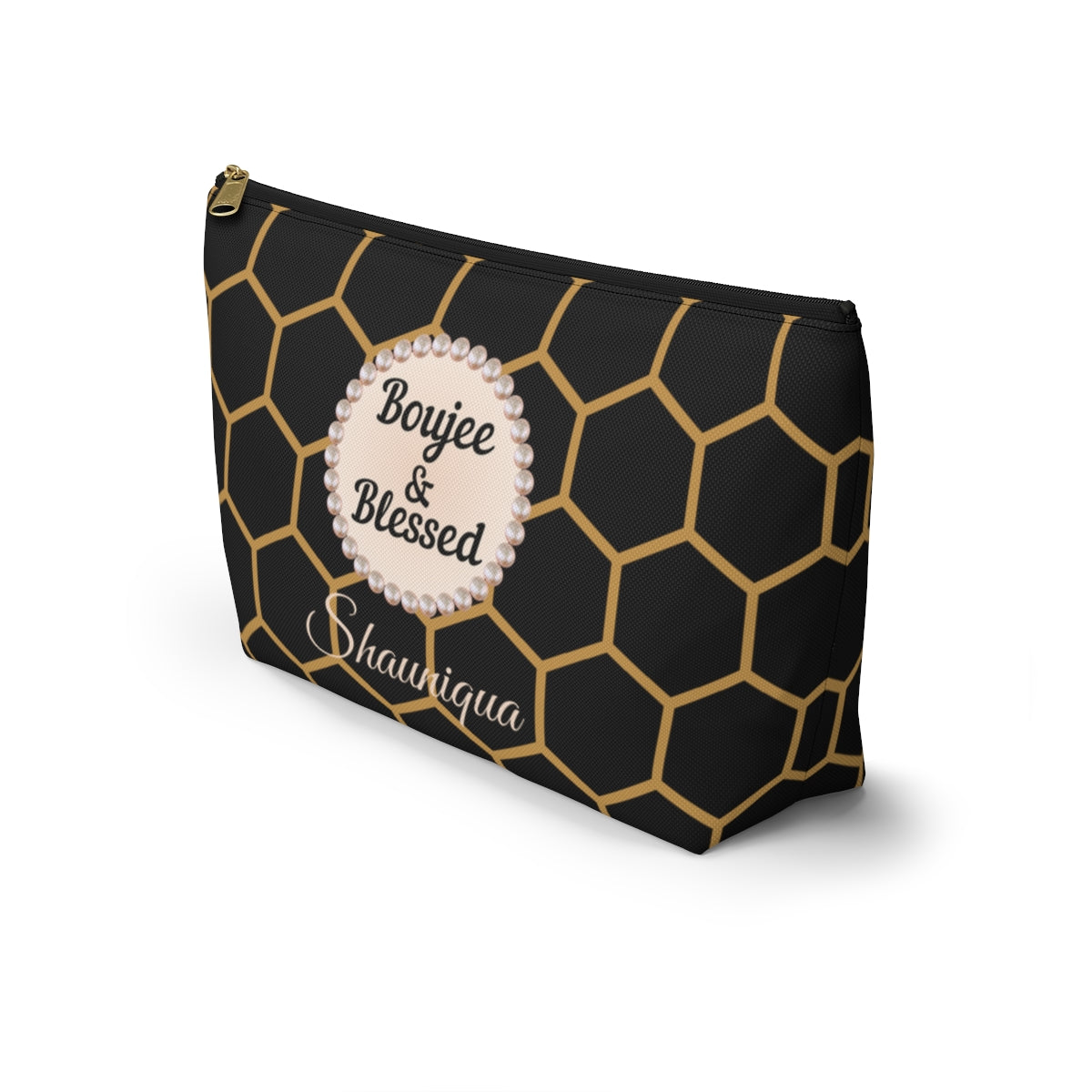 Personalized Boujee & Blessed T-Bottom Accessory Pouch - 2 Sizes and 3 Designs