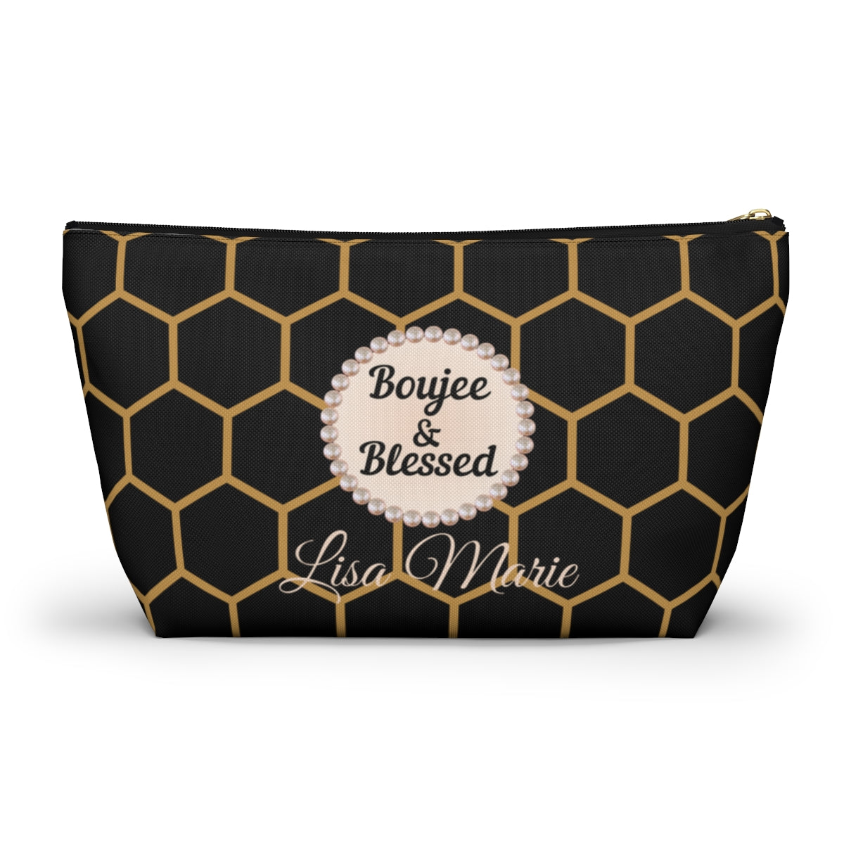 Personalized Boujee & Blessed T-Bottom Accessory Pouch - 2 Sizes and 3 Designs