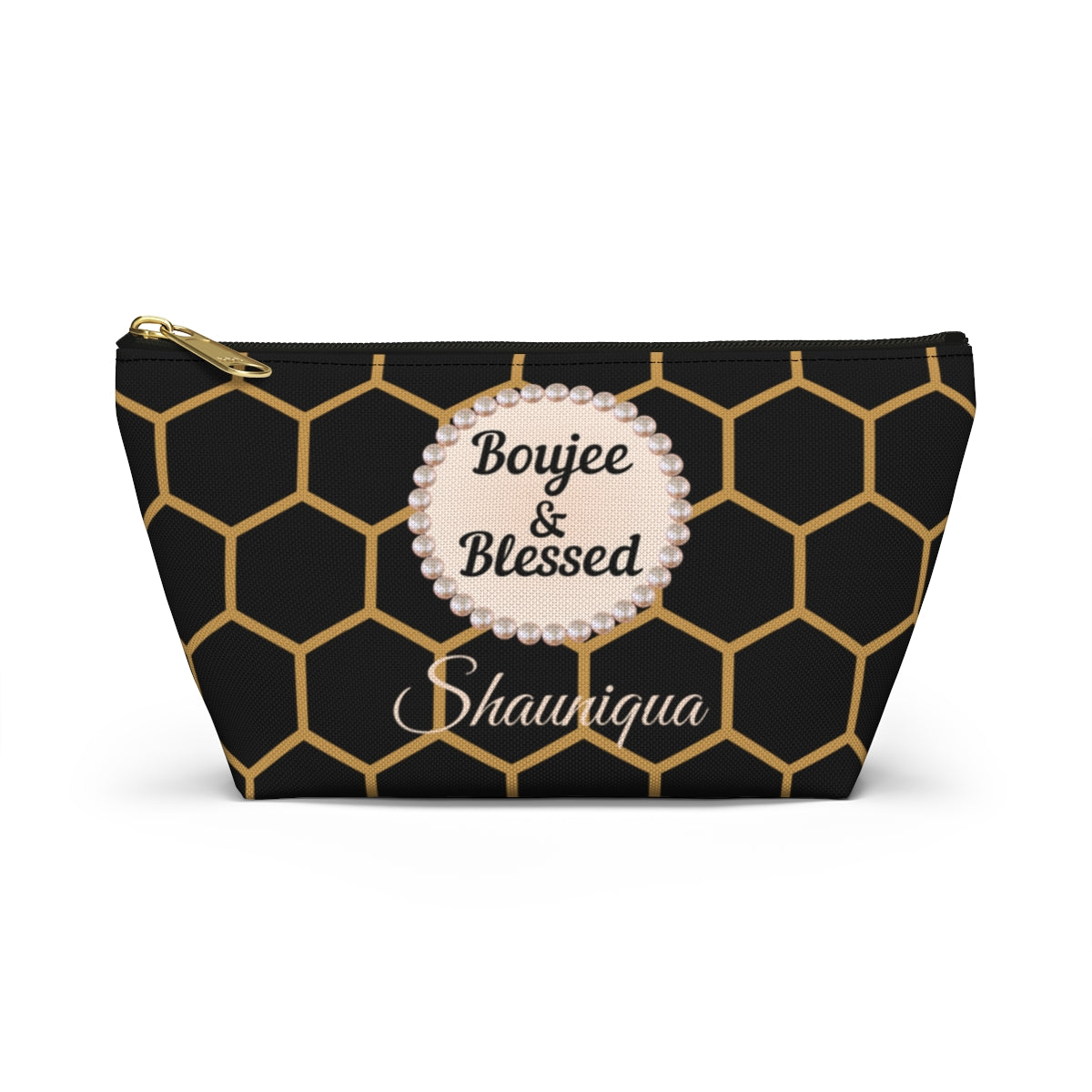 Personalized Boujee & Blessed T-Bottom Accessory Pouch - 2 Sizes and 3 Designs