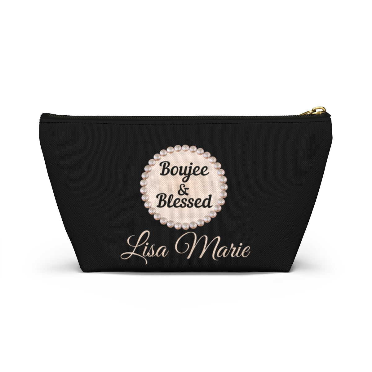 Personalized Boujee & Blessed T-Bottom Accessory Pouch - 2 Sizes and 3 Designs