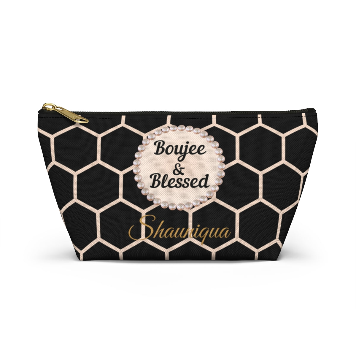 Personalized Boujee & Blessed T-Bottom Accessory Pouch - 2 Sizes and 3 Designs
