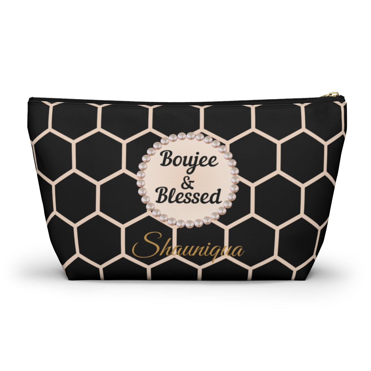 Personalized Boujee & Blessed T-Bottom Accessory Pouch - 2 Sizes and 3 Designs