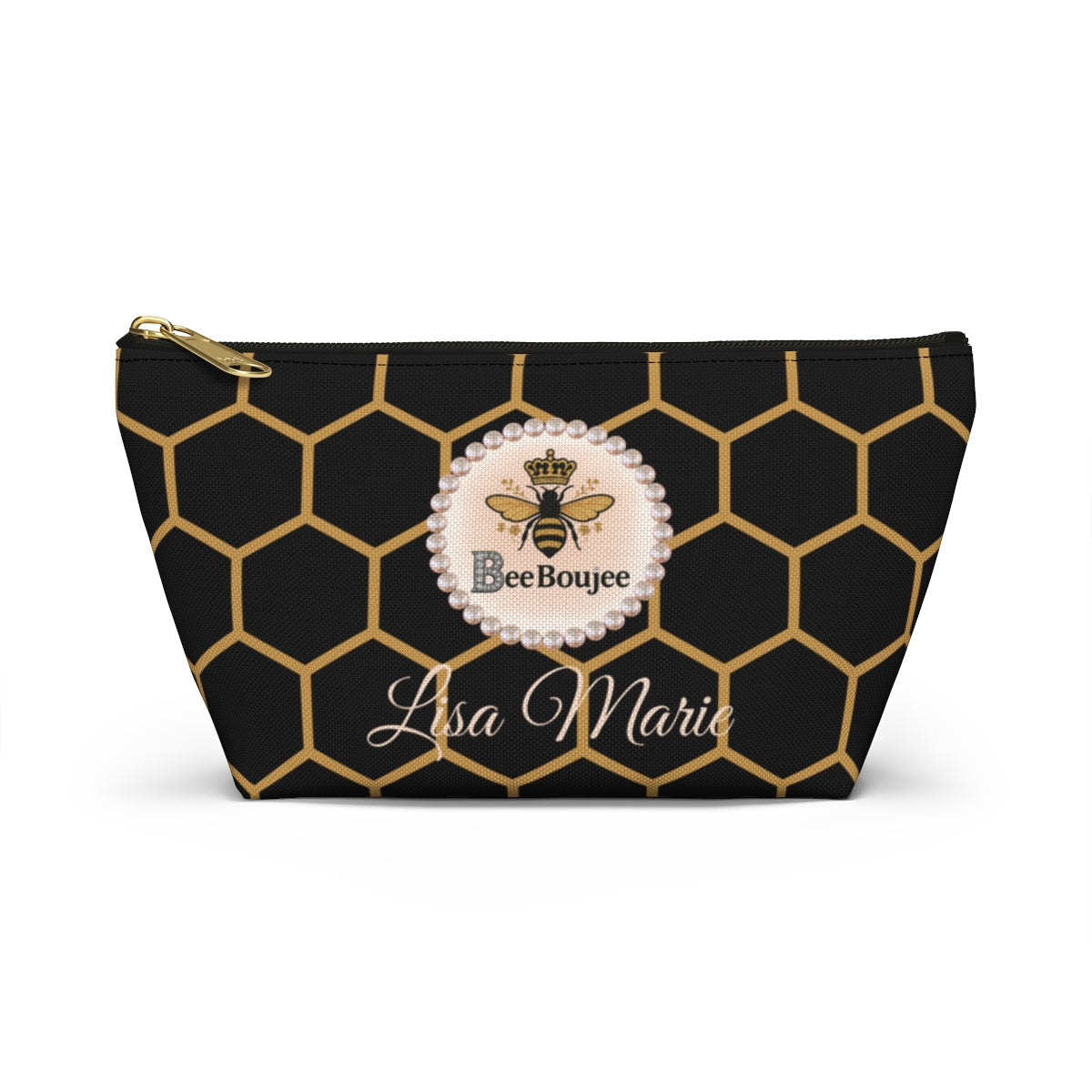 Personalized Bee Boujee T-Bottom Accessory Pouch - 2 Sizes and 3 Designs