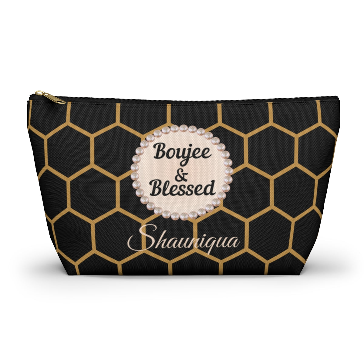 Personalized Boujee & Blessed T-Bottom Accessory Pouch - 2 Sizes and 3 Designs