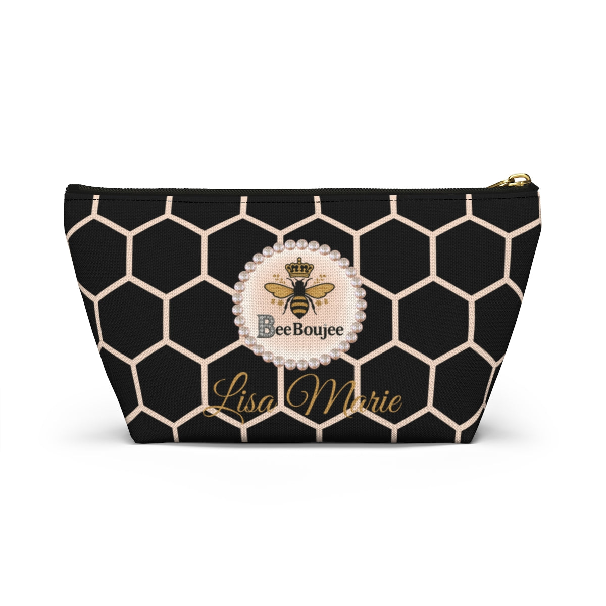 Personalized Bee Boujee T-Bottom Accessory Pouch - 2 Sizes and 3 Designs