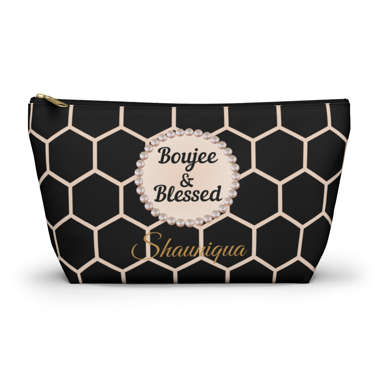 Personalized Boujee & Blessed T-Bottom Accessory Pouch - 2 Sizes and 3 Designs