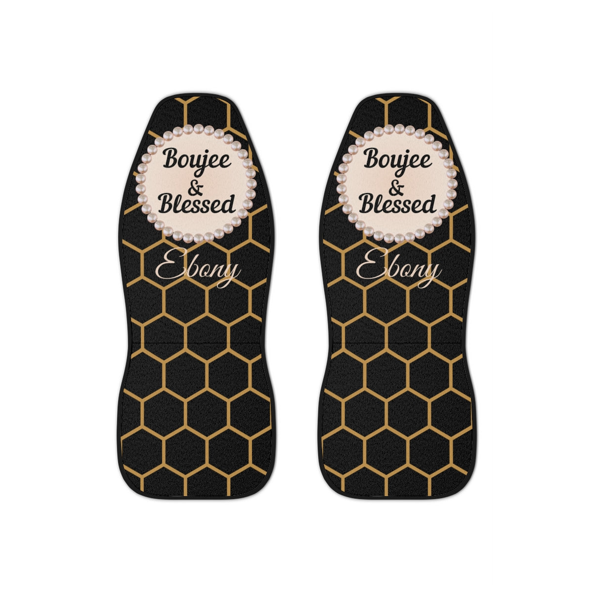 Personalized Boujee & Blessed Pearl-Emblem Car Seat Covers