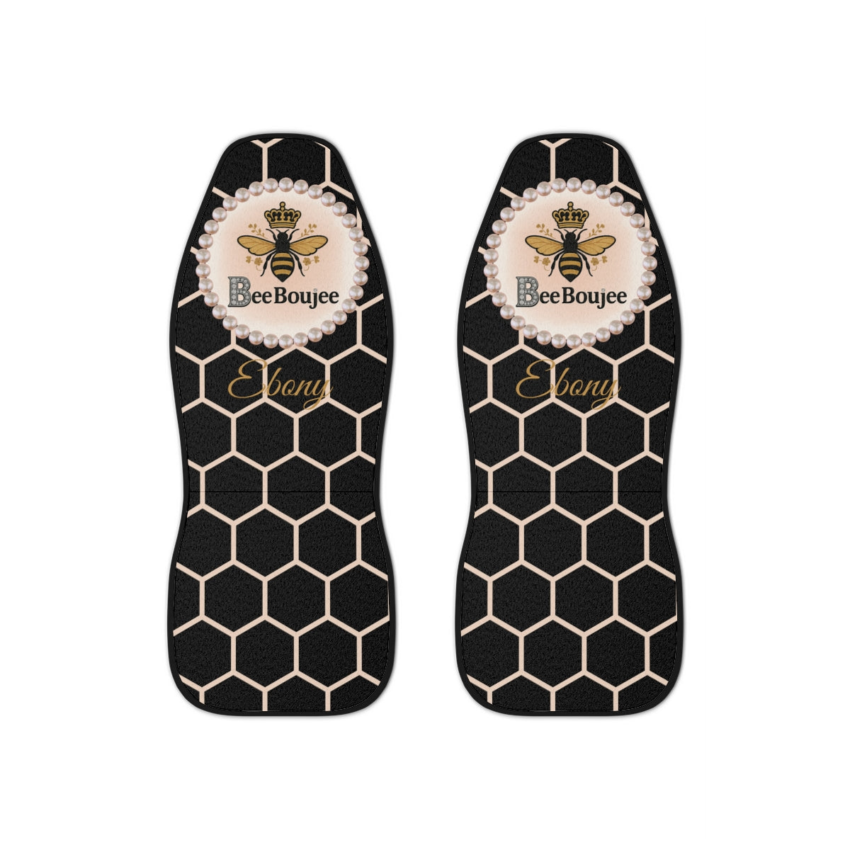 Personalized Bee Boujee Pearl-Emblem Car Seat Covers - Light Orange Honeycomb