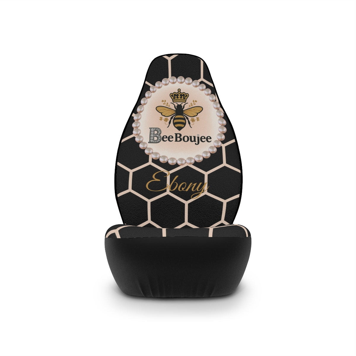 Personalized Bee Boujee Pearl-Emblem Car Seat Covers - Light Orange Honeycomb