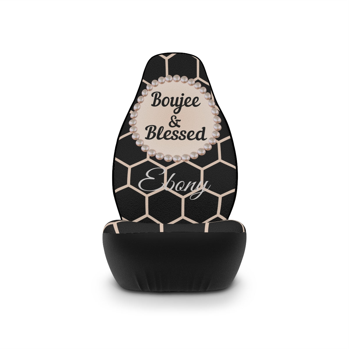 Personalized Boujee & Blessed Pearl-Emblem Car Seat Covers