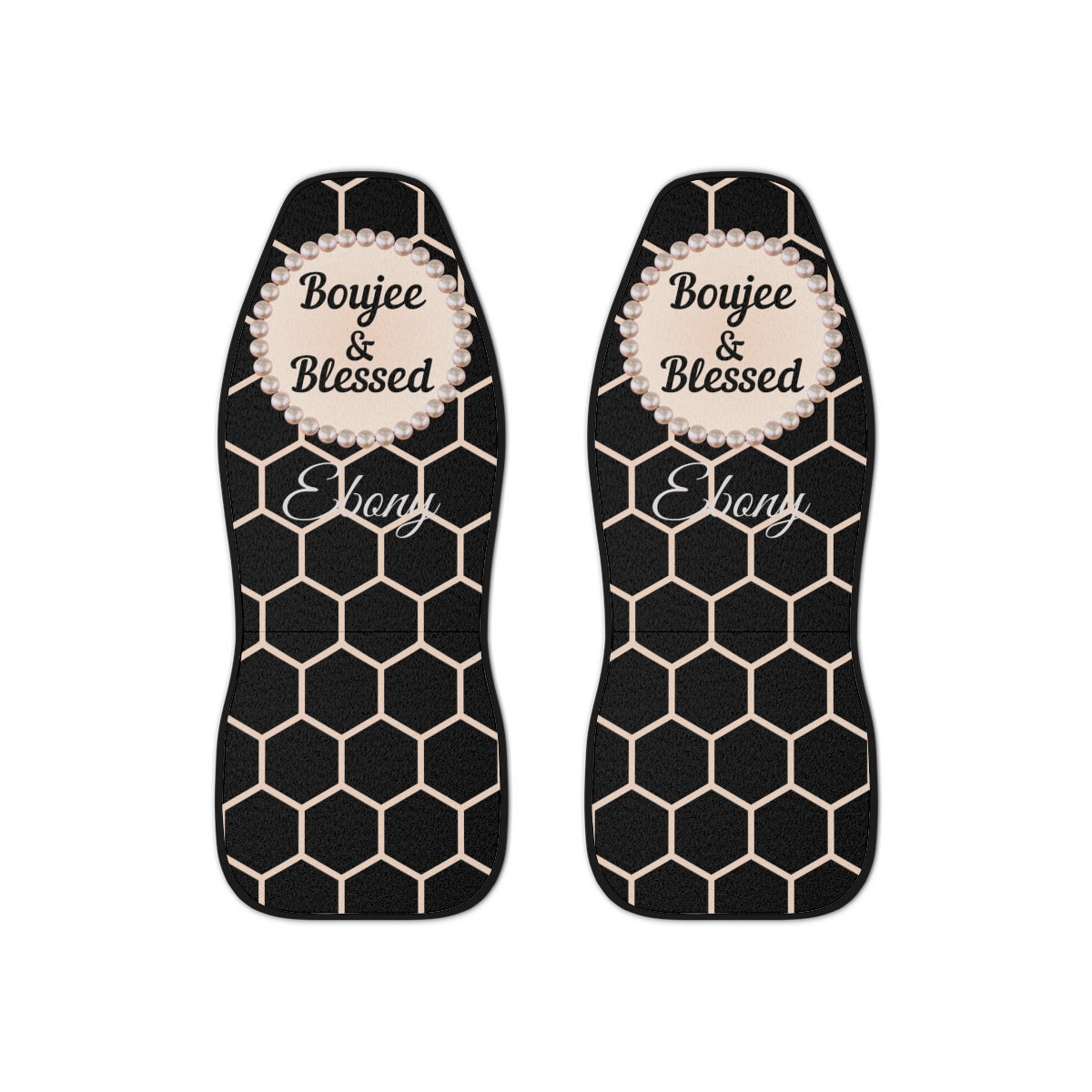Personalized Boujee & Blessed Pearl-Emblem Car Seat Covers