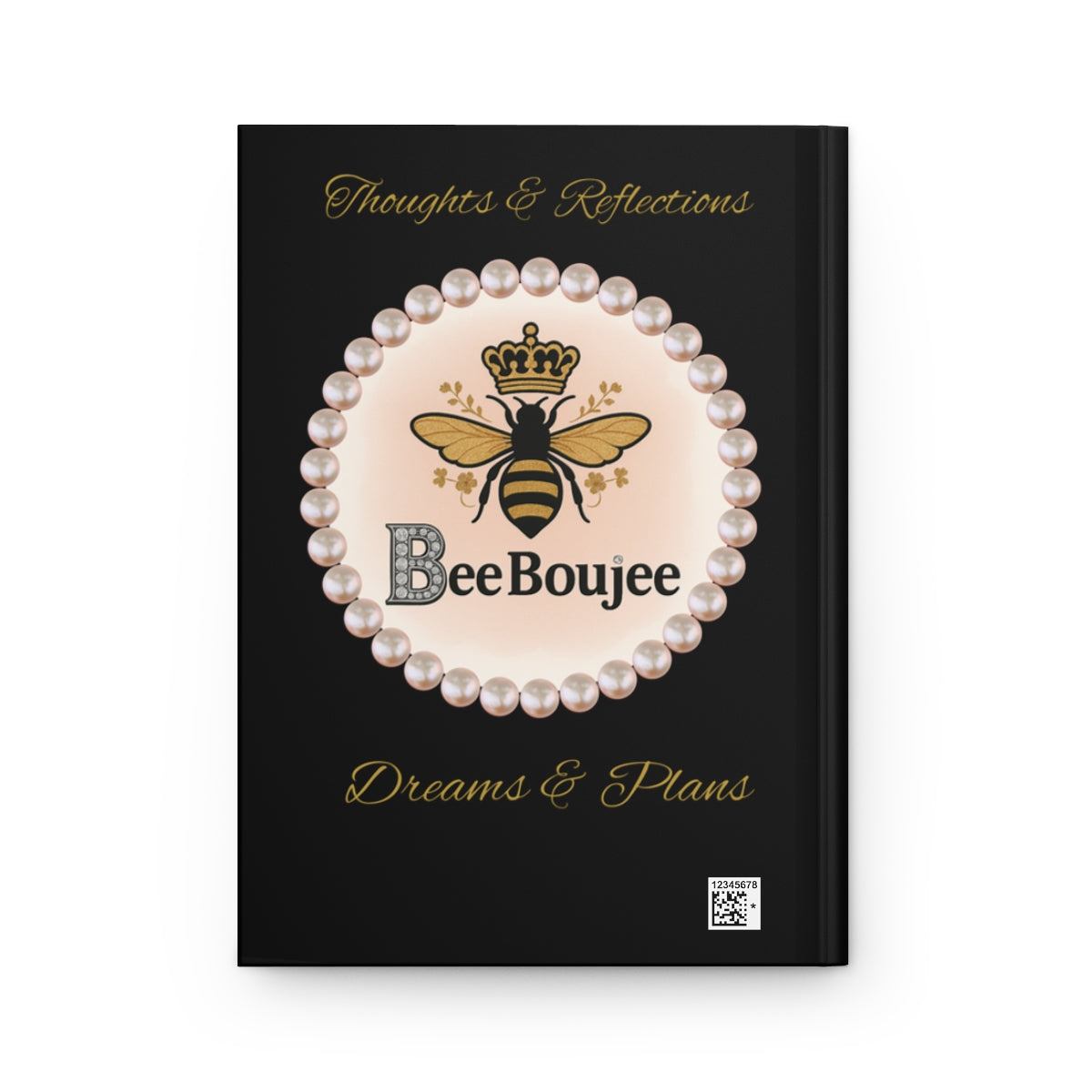 Personalized Boujee Journal with Pearl-Framed Bee Emblem - Hardcover Journal Matte Black