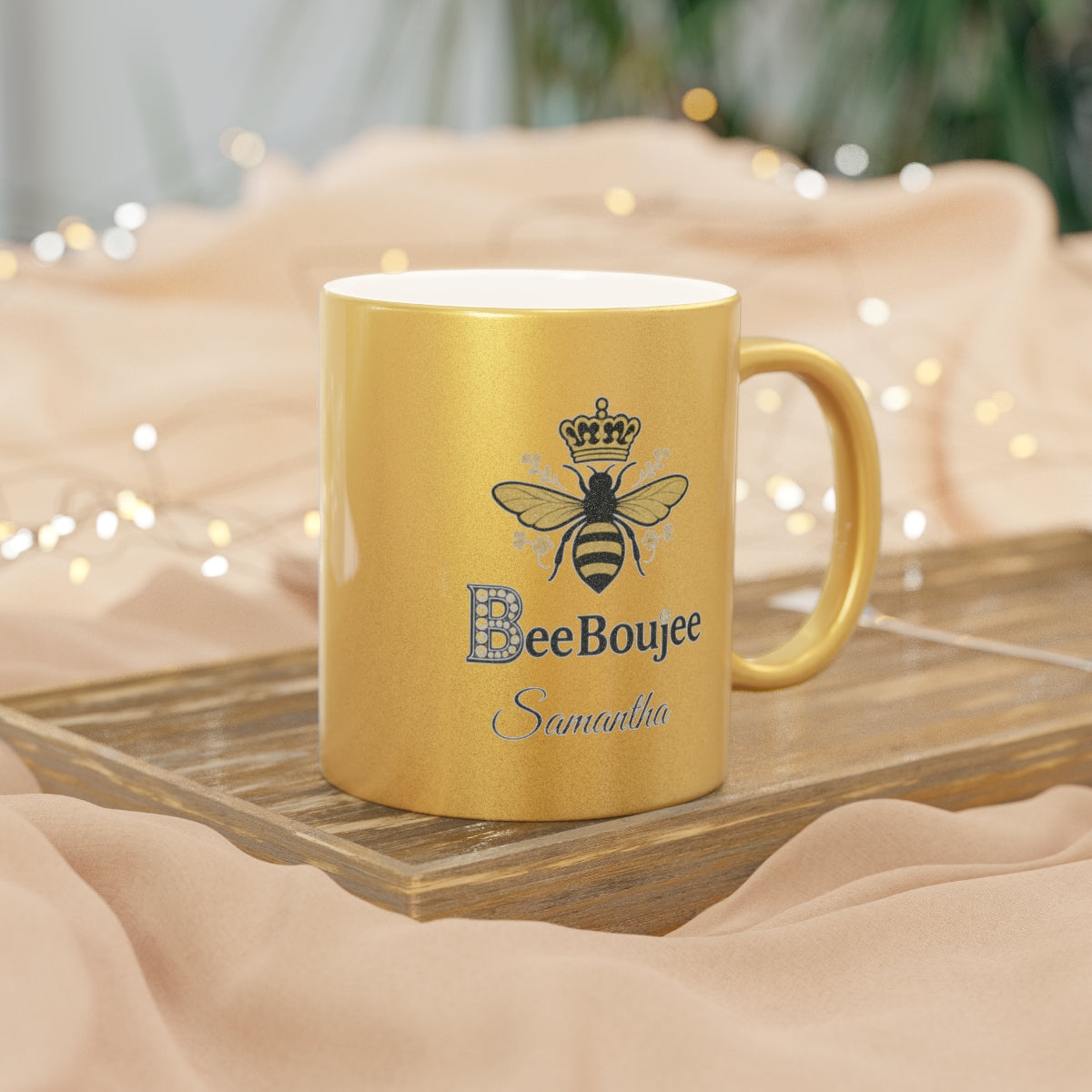 PERSONALIZED Bee Boujee Metallic Mug (Gold & Silver) - 11 oz