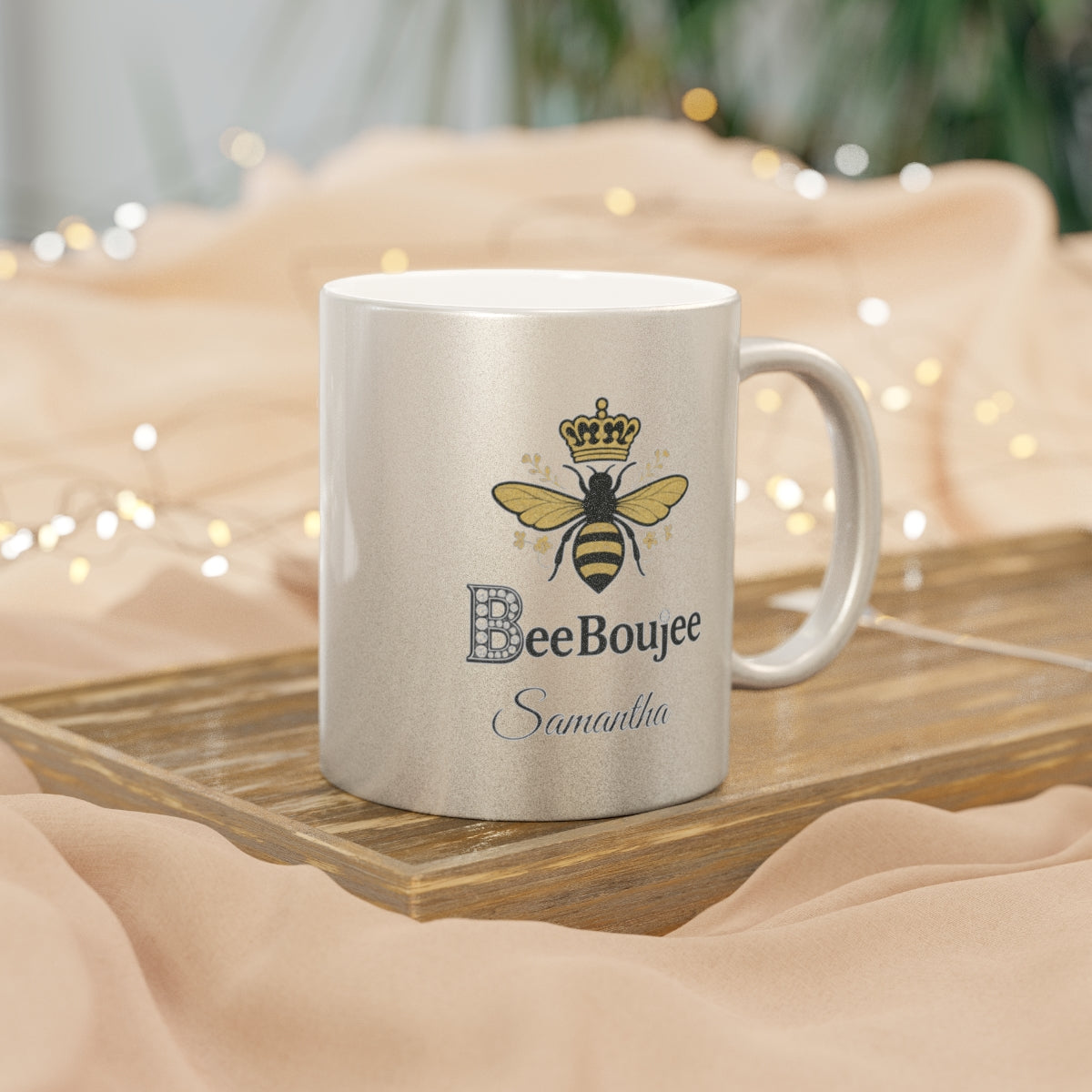 PERSONALIZED Bee Boujee Metallic Mug (Gold & Silver) - 11 oz