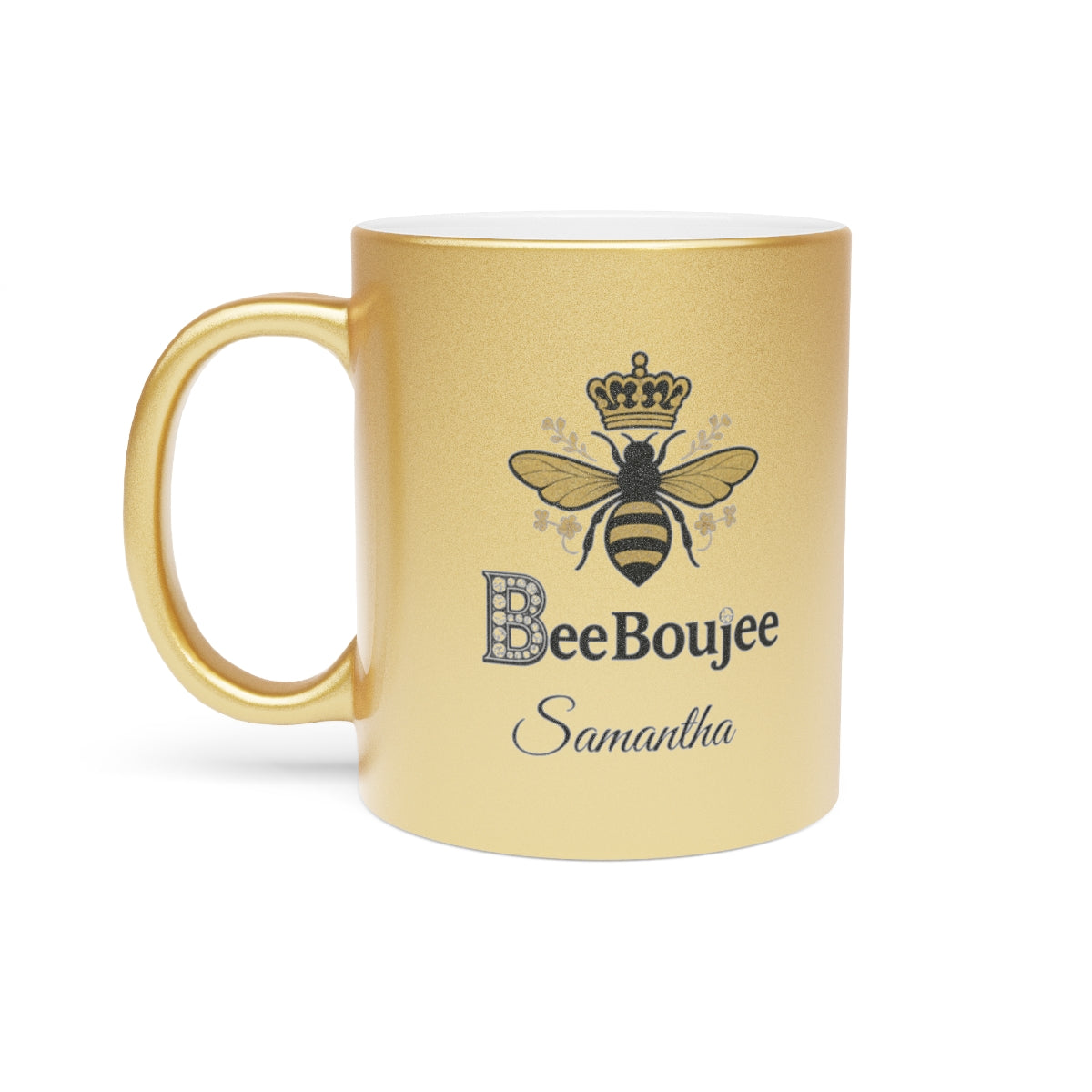 PERSONALIZED Bee Boujee Metallic Mug (Gold & Silver) - 11 oz