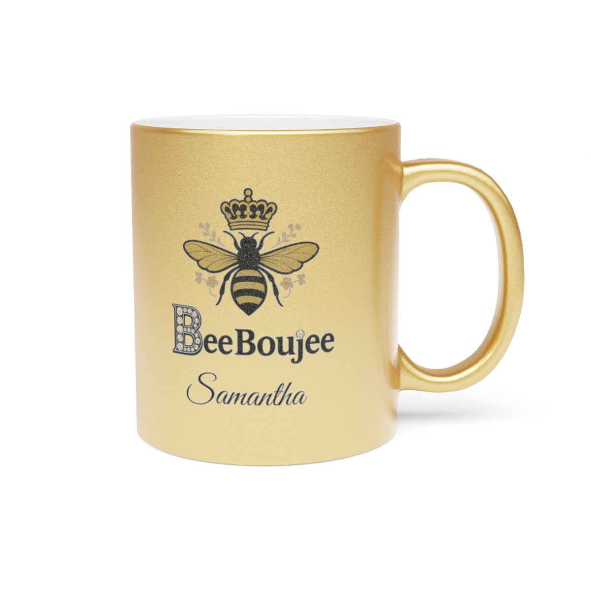 PERSONALIZED Bee Boujee Metallic Mug (Gold & Silver) - 11 oz