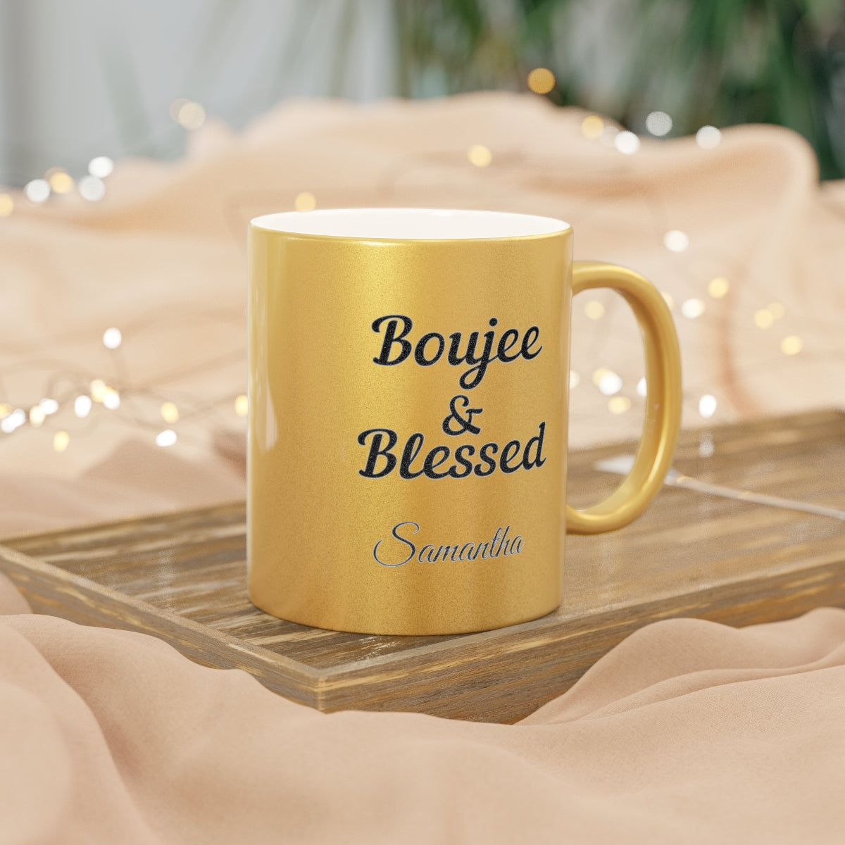 PERSONALIZED Boujee & Blessed Metallic Mug (Gold & Silver) - 11 oz