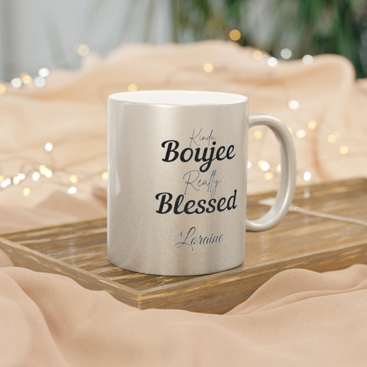 PERSONALIZED Boujee & Blessed Metallic Mug (Gold & Silver) - 11 oz