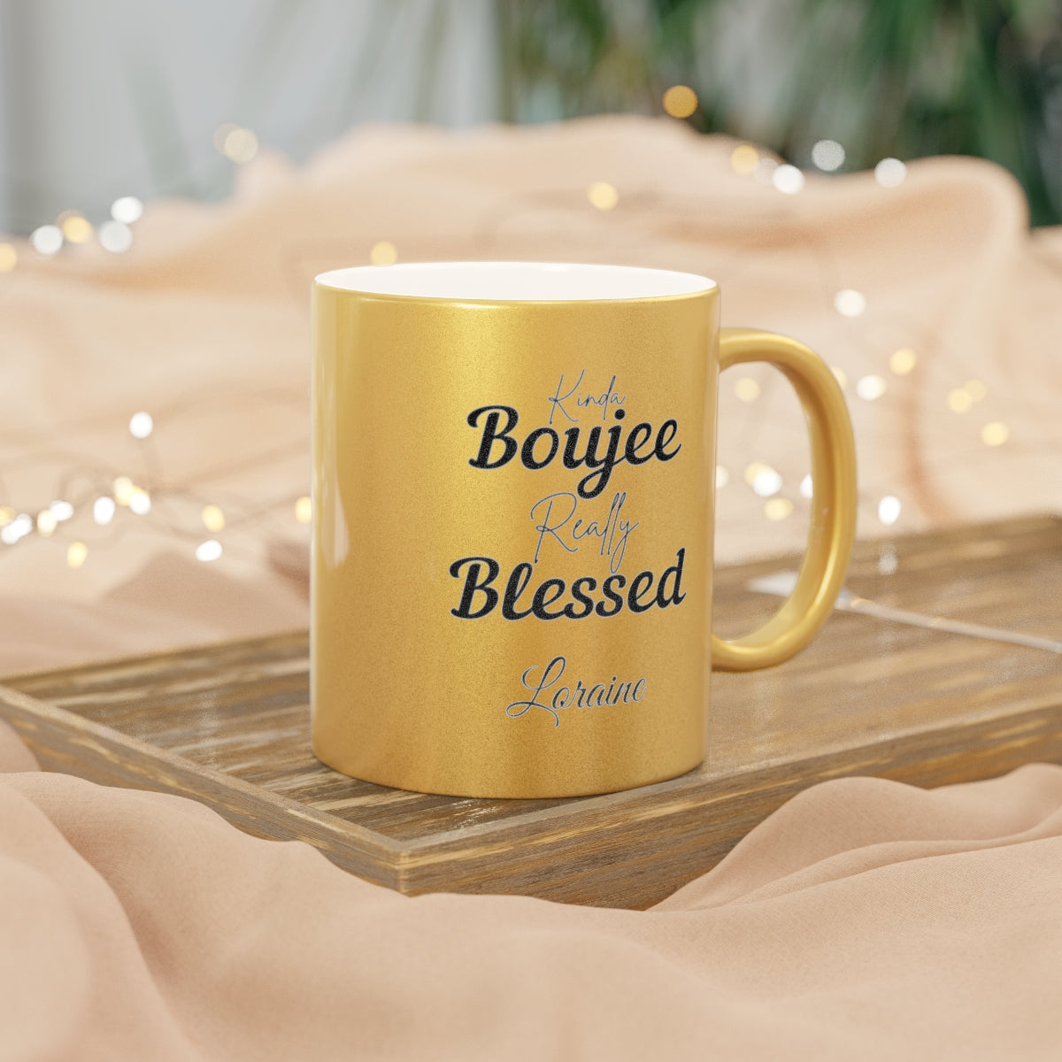 PERSONALIZED Boujee & Blessed Metallic Mug (Gold & Silver) - 11 oz