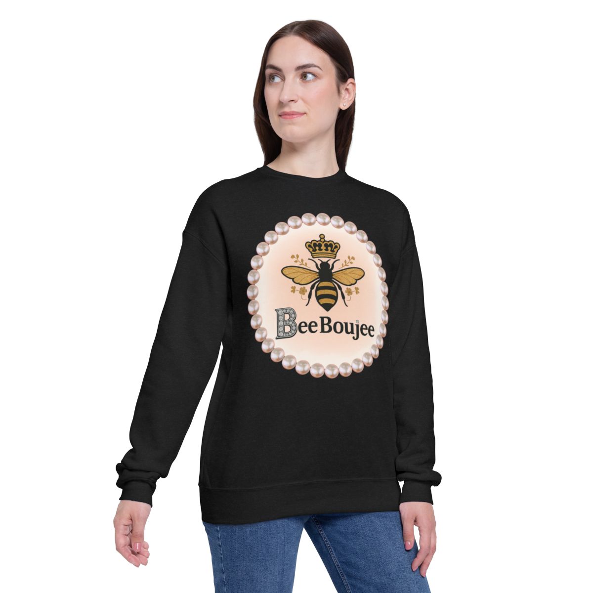 CUSTOMIZABLE "Bee" Boujee Pearl Emblem - Drop Shoulder Sweatshirt