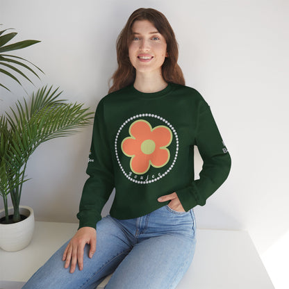 Boujee Flower Orange Green - Heavy Blend™ Dark Colors Crewneck Sweatshirt