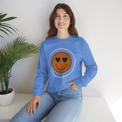 Boujee Smiley Face Heart Eyes Brown - Heavy Blend™ Light Colors Crewneck Sweatshirt