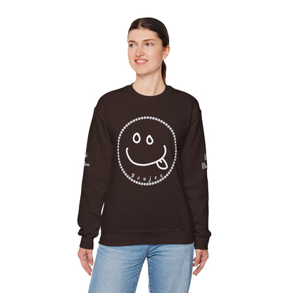 Boujee Smiley Goofy Face - Heavy Blend™ Dark Colors Crewneck Sweatshirt