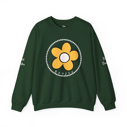 Boujee Flower Yellow White - Heavy Blend™ Dark Colors Crewneck Sweatshirt