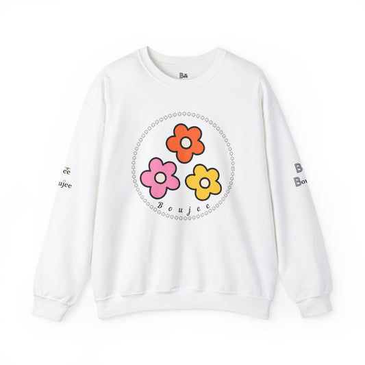 Boujee Mini Flowers Pink Orange Yellow - Heavy Blend™ Light Colors Crewneck Sweatshirt