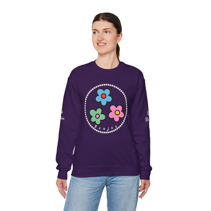 Boujee Mini Flowers Blue Green Pink - Heavy Blend™ Dark Colors Crewneck Sweatshirt