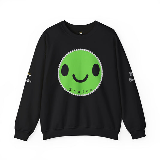 Boujee Smiley Face Green - Heavy Blend™ Dark Colors Crewneck Sweatshirt