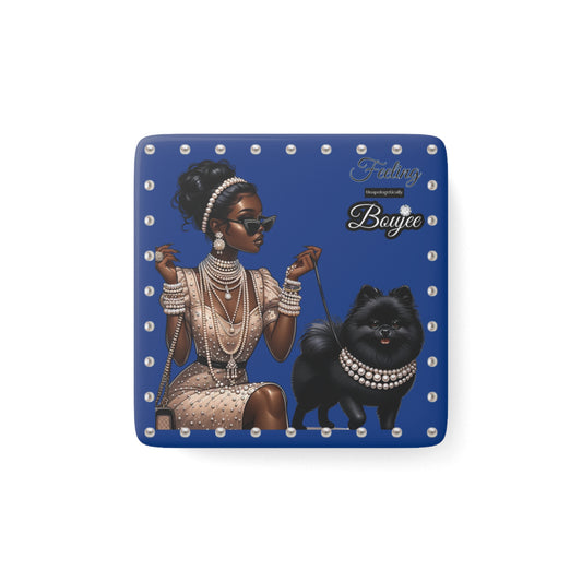 Feeling Boujee in PEARLS - Porcelain Magnet, Square BLUE