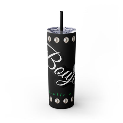 Boujee Yet Humble & Basic in PEARLS - Skinny Tumbler with Straw, 20oz