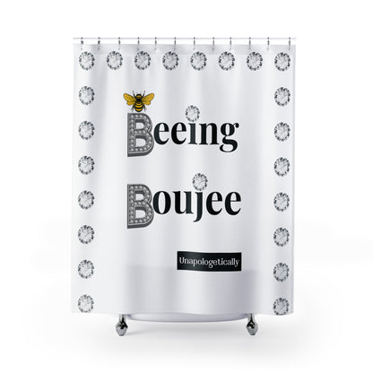 Beeing Boujee - Shower Curtain WHITE with DIAMONDS