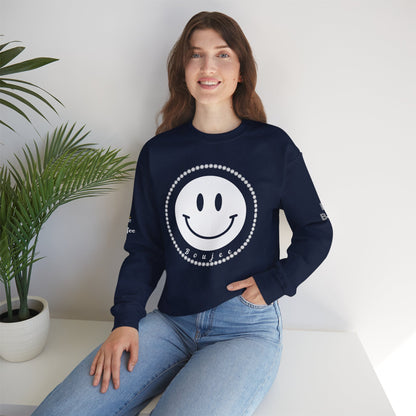 Boujee Smiley Face White - Heavy Blend™ Dark Colors Crewneck Sweatshirt