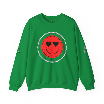 Boujee Smiley Face Heart Eyes Red - Heavy Blend™ Light Colors Crewneck Sweatshirt
