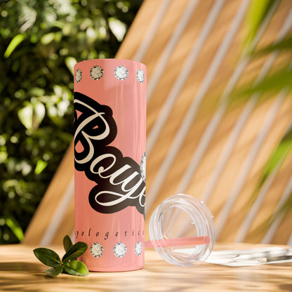 Boujee Unapologetically in DIAMONDS - Skinny Tumbler with Straw, 20oz
