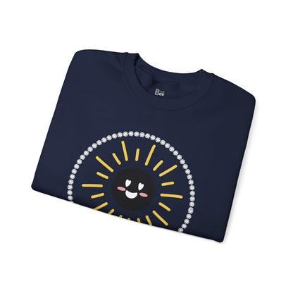 Boujee Sunshine Smiley Face Black - Heavy Blend™ Dark Colors Crewneck Sweatshirt