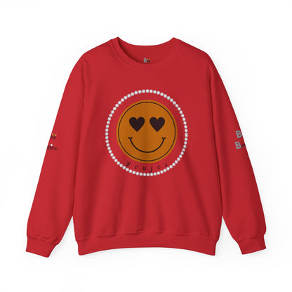 Boujee Smiley Face Heart Eyes Brown - Heavy Blend™ Light Colors Crewneck Sweatshirt